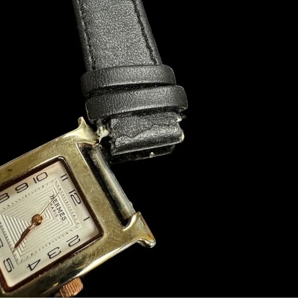 Vintage Hermes Heure H Watch Gold Face